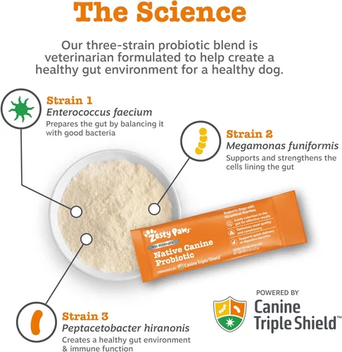 Miniatura 5 de Zesty Paws Probiótico canino nativo, para diarrea ocasional + salud digestiva, flora intestinal y apoyo del sistema inmunológico, probióticos