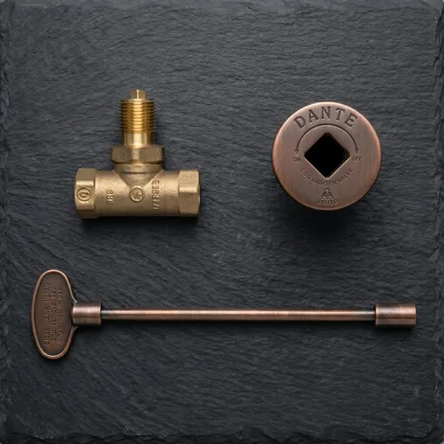 Miniatura 2 de Kit de válvula de gas para fogata NPT de 1/2 pulgada Válvula de bola de latón macizo certificada por CSA, brida de cobre antiguo y llave de 8