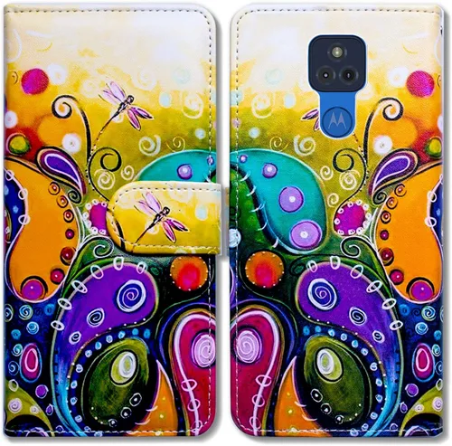 Miniatura 16 de Bcov Funda para Moto G Play 2021 [no compatible con G Play 2020], funda de piel con tapa para teléfono con diseño de flor de ciruelo con ranura
