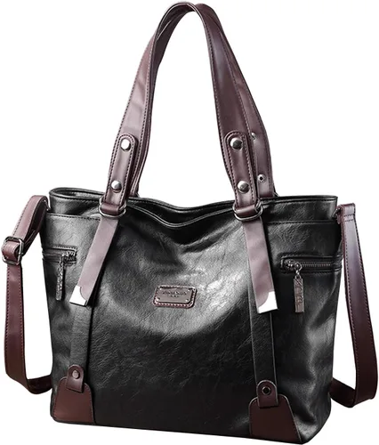 Miniatura 20 de Bolsos y carteras para mujer, bolso de mano de cuero vegano para mujer, bolso de hombro, bolso de viaje con compartimentos