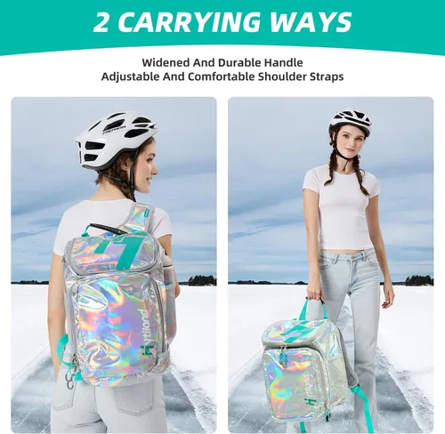 Miniatura 5 de Bolsa para botas de esquí – Mochila de viaje para botas de esquí y snowboard, 32L para botas, casco, gafas y trajes de nieve B Dazzling Silver