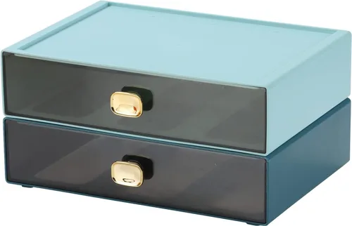 Miniatura 25 de Amplios cajones de escritorio, organizador de escritorio apilable, caja de almacenamiento de plástico para oficina, escuela y suministros para el 4