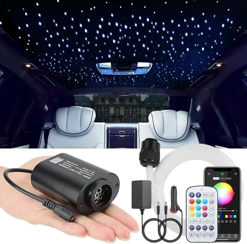 Miniatura 10 de CHINLY Kit de 260 luces de estrella de 16 W, 260 unidades, 6.5 pies, 0.03 pulgadas, luces de fibra óptica RGBW, aplicación y control remoto, kit