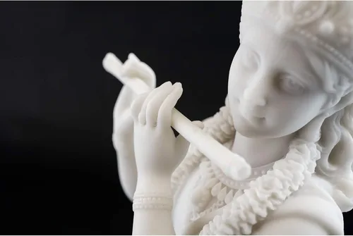 Miniatura 6 de Top Collection Estatua de Krishna - Escultura hindú del Dios del amor y la alegría divina en acabado de mármol blanco de primera calidad, figura