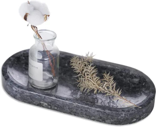 Miniatura 18 de Koville Bandeja decorativa de mármol natural indio, 12 x 6 pulgadas, organizador de encimera, catchall para perfumes, velas, joyas