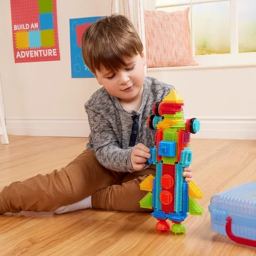 Miniatura 3 de Battat Bloques de cerdas - Bloques de construcción entrelazados STEM - Juego de 50 piezas - Estuche de transporte reutilizable - Juguetes