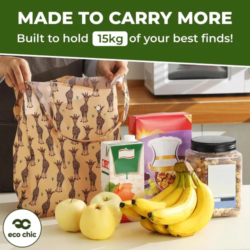 Miniatura 3 de ECO CHIC Bolsas plegables reutilizables para comestibles, bolsa de compras ligera, reciclada y reutilizable, bolsa plegable impermeable Gafas Gatos