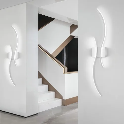 Miniatura 7 de CANEOE Aplique de pared moderno, lámpara de pared LED de tira larga blanca, lámpara de pared de interior con diseño ondulado de 39 pulgadas