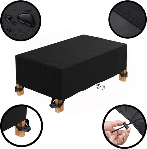 Miniatura 2 de Fundas para muebles de patio, funda para muebles de mesa al aire libre, impermeable, rectangular, 600D, para terraza, césped y patio trasero, a