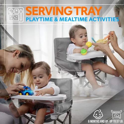 Miniatura 4 de Serene Life - Asiento elevador de asiento para bebé, ahorro de espacio, silla de alimentación plegable portátil para abrir y reventar, cinturón