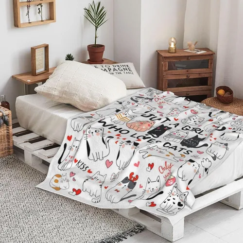 Miniatura 4 de Manta de franela suave y acogedora con temática de gato para mujeres, niñas, mujeres, adultos, 50 x 40 pulgadas