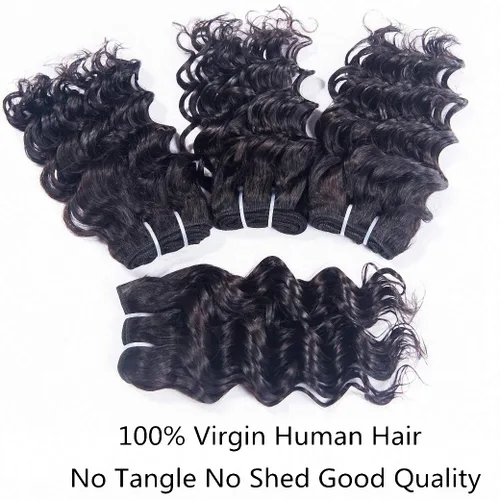 Miniatura 4 de Extensiones de cabello humano brasileño ondas profundas 4 paquetes 50 g 20 cm 10A rizado corto y esponjoso, onda profunda cosida en remmy, cabello