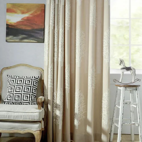 Miniatura 12 de VOGOL - Cortinas con ojales bordadas con patrón floral elegante de lino sintético, 2 paneles, 60% opacas con aislamiento térmico, cortinas pesadas