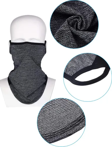 Miniatura 5 de SATINIOR 4 piezas polaina para el cuello con bucles para las orejas, bandana de tela para la cara, máscara para hombres barbudos antideslizantes