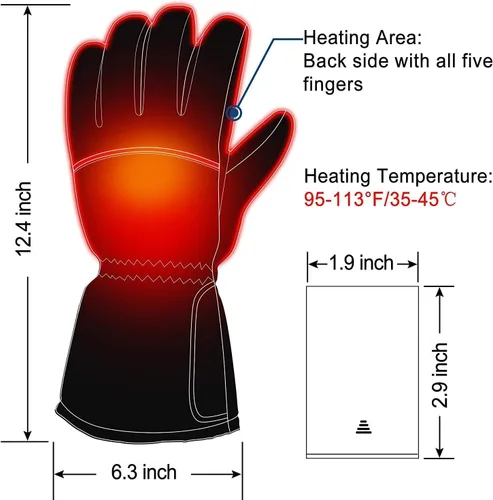 Miniatura 2 de Guantes de calor eléctricos recargables de invierno para hombres y mujeres, guantes de calefacción a pilas, impermeables, con aislamiento térmico