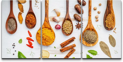 Miniatura 141 de wall26 Lienzo enmarcado para pared, juego de arte de hierbas, verduras y condimentos en madera, alimentos, fotografía cultural, realismo, paisaje