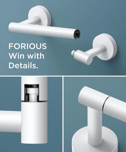 Miniatura 5 de FORIOUS Soporte de pared para papel higiénico, soporte de rollo de papel higiénico de doble poste giratorio de acero inoxidable para baño, Blanco