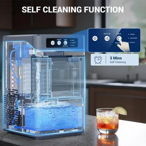 Miniatura 5 de Máquina de hielo de pepita, 44 libras/24 horas con tanque de 0.8 galones, hielo de pellets masticables suaves listos en máquina de hielo portátil