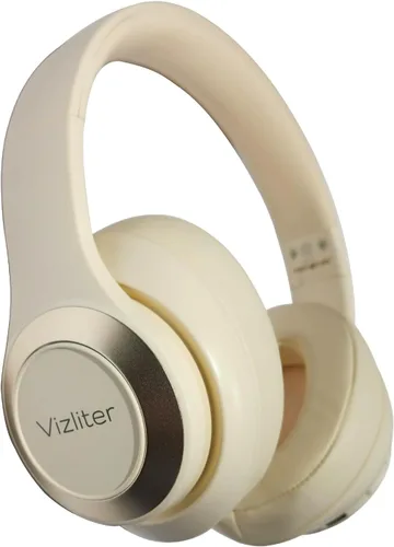 Vizliter TWS - Auriculares Bluetooth inalámbricos con graves profundos 5.3 con micrófono integrado y luces LED con cancelación de ruido (beige)