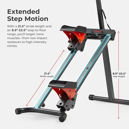 Miniatura 3 de Sunny Health & Fitness Stair Stepper & Climber Exercise Equipment for Home Workout, Compact Cardio Training Machine Rojo