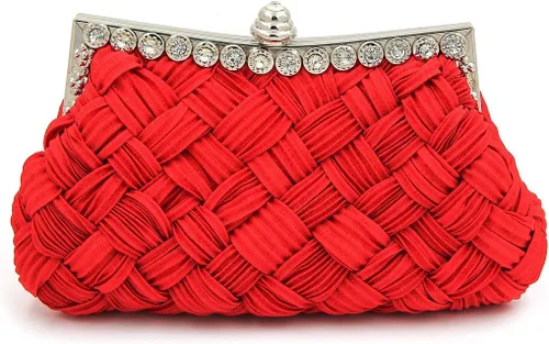 Elegante bolso de noche de embrague de diamantes de imitación plisados trenzados - diferentes colores