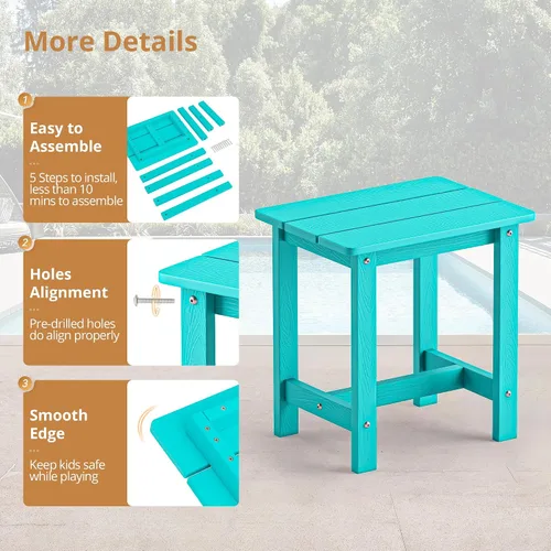 Miniatura 7 de LUE BONA - Mesa auxiliar para exteriores, mesa pequeña de exterior HDPS, mesa auxiliar Adirondack, mesa auxiliar de exterior para patio, porche