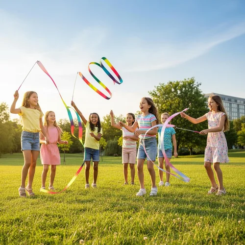 Miniatura 2 de YGEOMER Ribbon Wands, 12pcs Rainbow Gymnastics Ribbons for Kids, Twirling Dance Sticks for Artistic Dancing, Talent Shows & Birthday Party Props