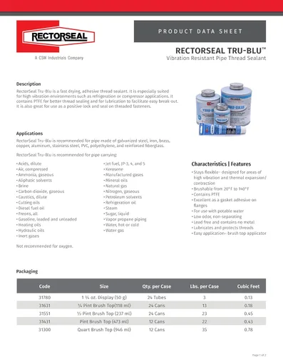 Miniatura 2 de Rectorseal 31551 Sellador de rosca Tru-Blu con punta de cepillo de 1/2 pinta, azul, 8 onzas