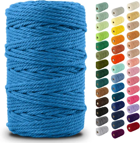 Miniatura 120 de Nook Theory - Cuerda de macramé de 3 mm, 220 yardas de cuerda de algodón, hilo de 4 mm y 5 mm, cuerda para manualidades, perfecta para colgantes