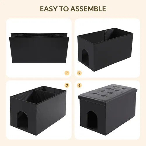 Miniatura 6 de MEEXPAWS Caja de arena para gatos con mueble oculto, mueble de almacenamiento para baño de gatos, extra grande 35.4 x 19.7 x 19.7 pulgadas, a prueba