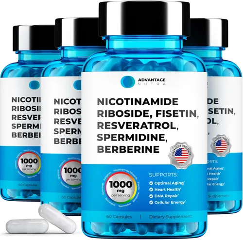 Miniatura 11 de Suplemento liposomal de nicotinamida ribósido NR Resveratrol NAD: nicotinamida 500mg con fisetina, polvo de resveratrol espermidina berberina NAD