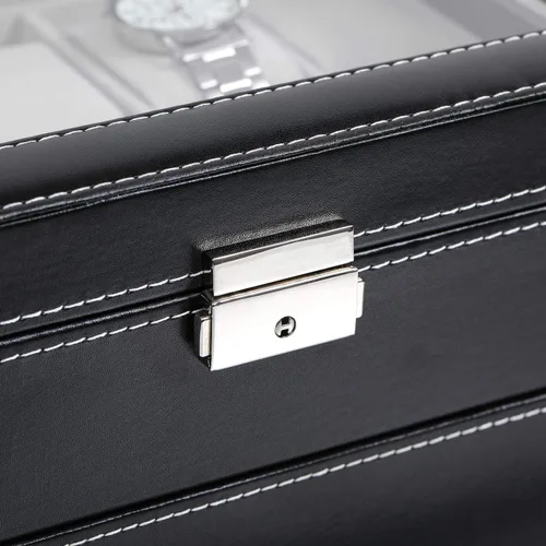 Miniatura 5 de BASTUO Caja de reloj para hombres 20 relojes organizador con funda de almacenamiento de reloj de piel sintética, organizador de colección de joyas