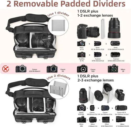 Miniatura 2 de Bolso bandolera para cámara TAAOKA, bolsa para cámara DSLR con soporte para trípode, bolsa de hombro impermeable para fotógrafos (Beige)