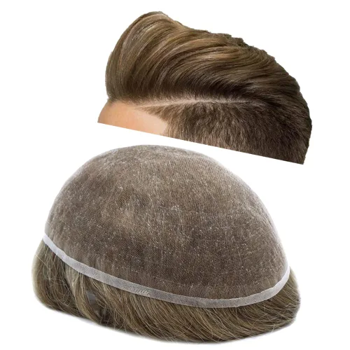 Miniatura 40 de Tupé para hombres cabello humano real sistema de cabello para hombre encaje francés completo 100% cabello humano postizos para hombres pieza de pelo
