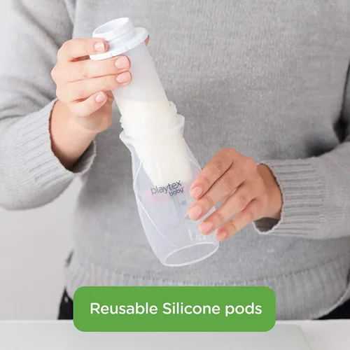 Miniatura 2 de Playtex Baby Nurser - Cápsulas de silicona reutilizables, 4 onzas (6 unidades), anticólicos, reducción de gases, se conecta al extractor de leche