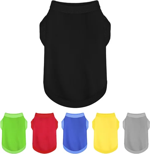 Miniatura 16 de Paiaite 6 piezas de camisa lisa para perro, camisas sin mangas de algodón para cachorros, ropa transpirable para mascotas, camiseta sin mangas