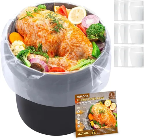 Bolsas de salmuera para pavo, paquete de 6, 30 x 21 pulgadas, bolsa de salmuera extra grande con carga húmeda de 50 libras, bolsa de salmuera de