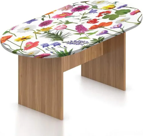 Mantel ovalado ajustable para mesa de patio, decoración de flores, poliéster elástico, diseño de rosas, tulipanes, margaritas, hortensias y lilas,