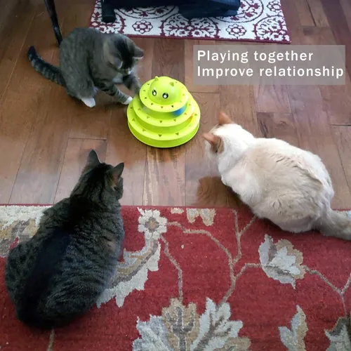 Miniatura 6 de UPSKY Juguete Rodillo para Gatos Tornamesa de 3 Niveles Juguete para Gatos con Pelotas con Seis Pelotas Coloridas Juguetes Interactivos para Gatitos