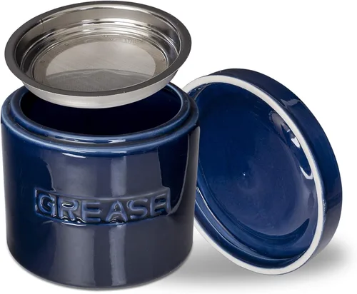 Miniatura 7 de Ahorrador de Grasa de Tocino con Colador - Contenedor de Grasa de Cerámica Recipiente de Almacenamiento de 1L Retiene Goteos de Grasa de Tocino