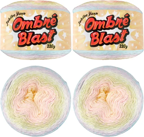 Miniatura 66 de JubileeYarn Hilo Ombré Blast - 220g/pastel Algodón Peso Bebé - Cripta de Hielo - 1 Pastel 119 Cripta de hielo