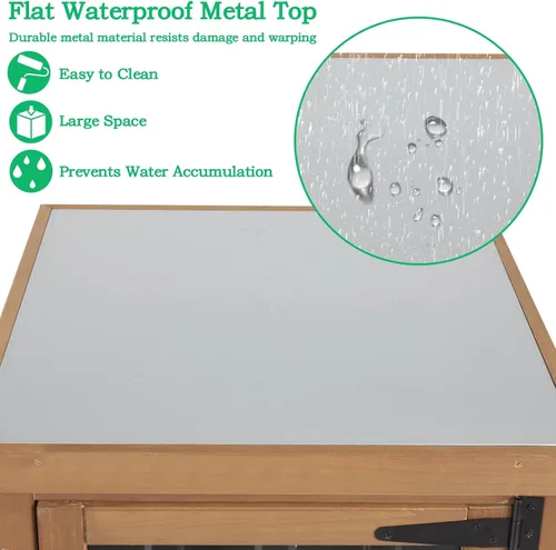 Miniatura 3 de Gabinete de Almacenamiento Pequeño para Exteriores Resistente a la Intemperie, Mesa de Banco de Jardín de Madera para Macetas con Estantes