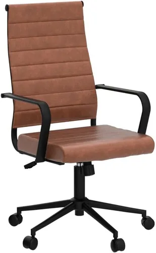 Miniatura 5 de Okeysen Silla de escritorio de oficina de cuero, sillas de sala de conferencias de cuero modernas de mediados de siglo, silla giratoria ergonómica