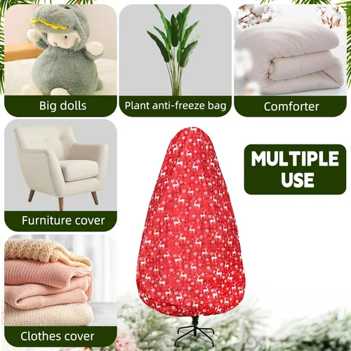 Miniatura 6 de Onesing Bolsa de almacenamiento para árbol de Navidad de 9 x 6 pies, cubierta roja para árbol de Navidad a prueba de polvo para almacenamiento