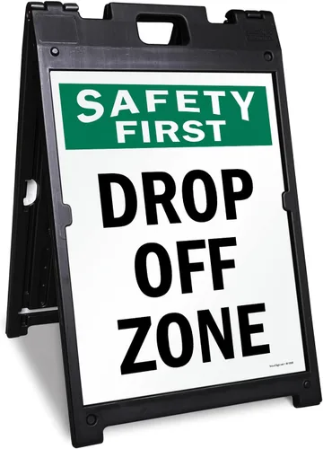Miniatura 5 de Safety First – Señal Zona de Drop Off, de plástico plegable, 12" x 25" Kit FloorBoss de 25" x 12
