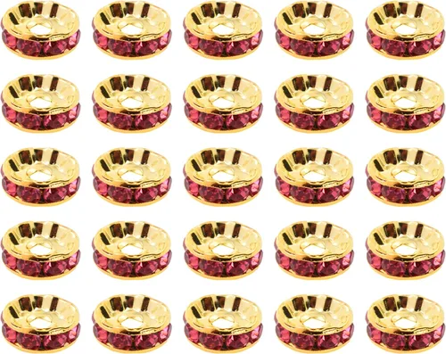 Miniatura 35 de Mandala Crafts Cuentas espaciadoras de metal con diamantes de imitación para hacer joyas, bolígrafos de cuentas – 100 cuentas de cristal Rondelles