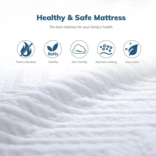 Miniatura 5 de EGO - Colchón de espuma viscoelástica de té verde blanco de 10 pulgadas, cama de gel refrescante en una caja, certificado CertiPUR-US, colchón