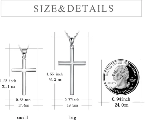 Miniatura 6 de POPLYKE Collar de cruz de plata de ley, oro rosa, chapado en negro para hombres y mujeres