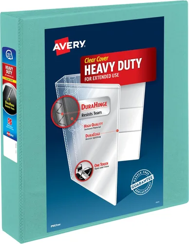 Avery Heavy-Duty View - Carpeta de 3 anillos EZD de 1.5 pulgadas, excelente para portafolios, oficina, cuadernos escolares y más, 1 carpeta menta