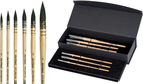 da Vinci Serie Watercolor – Petit Gris Pur 6 pinceles Set de caja de regalo 4015 – Pluma tradicional – Serie 418 tamaños 3/0, 2/0, 0, 1, 2 y 4 –